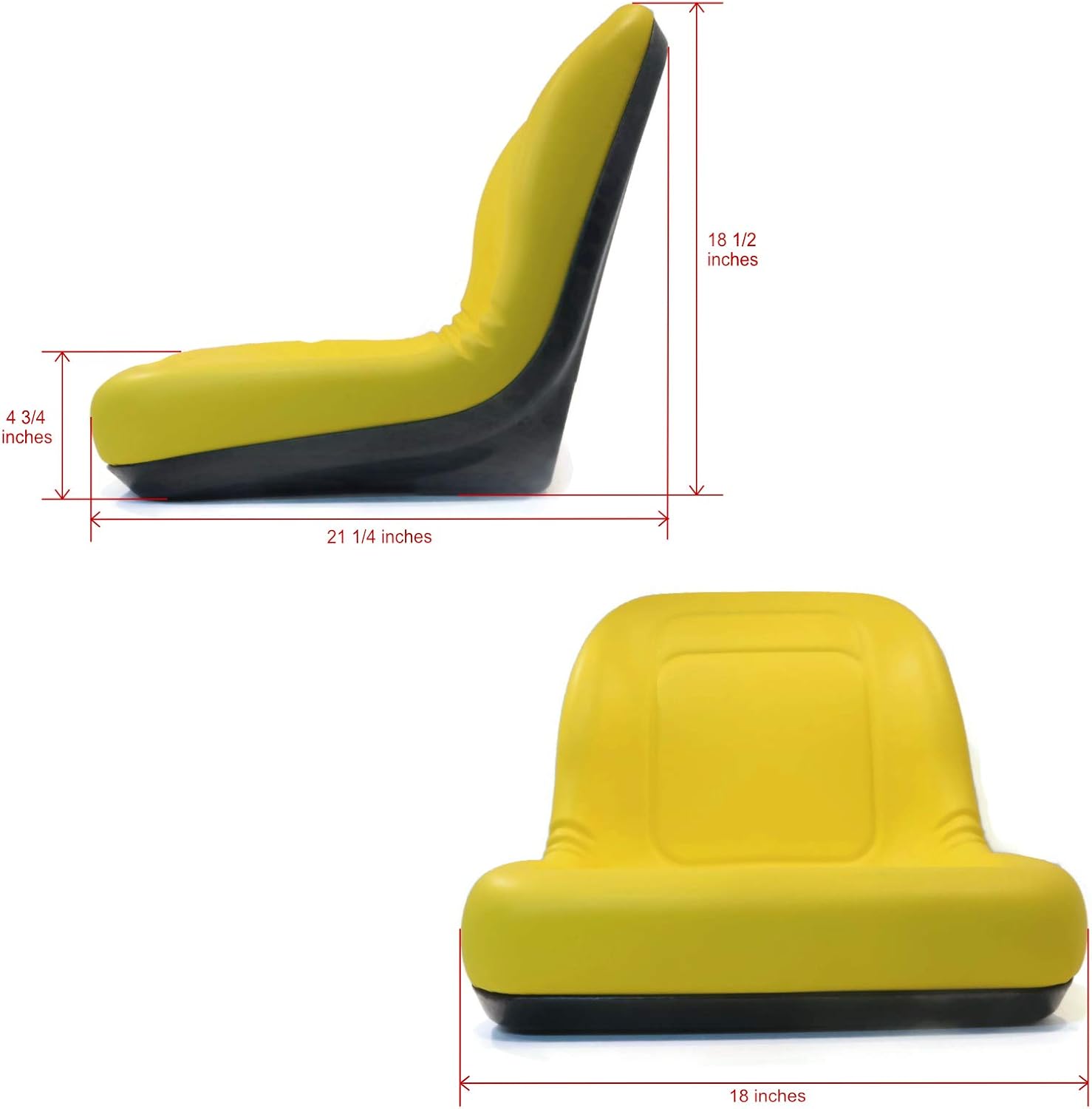 Yellow High Back Seat for John Deere Lawn Mower Models L100, L105, L107