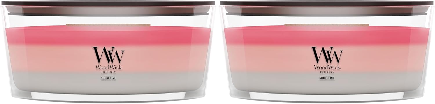 WoodWick Café Sweets Trilogy Holiday Candle Gifts for Women and Men, 9.7 oz Medium Hourglass Trilogy Candle with Crackling Wick