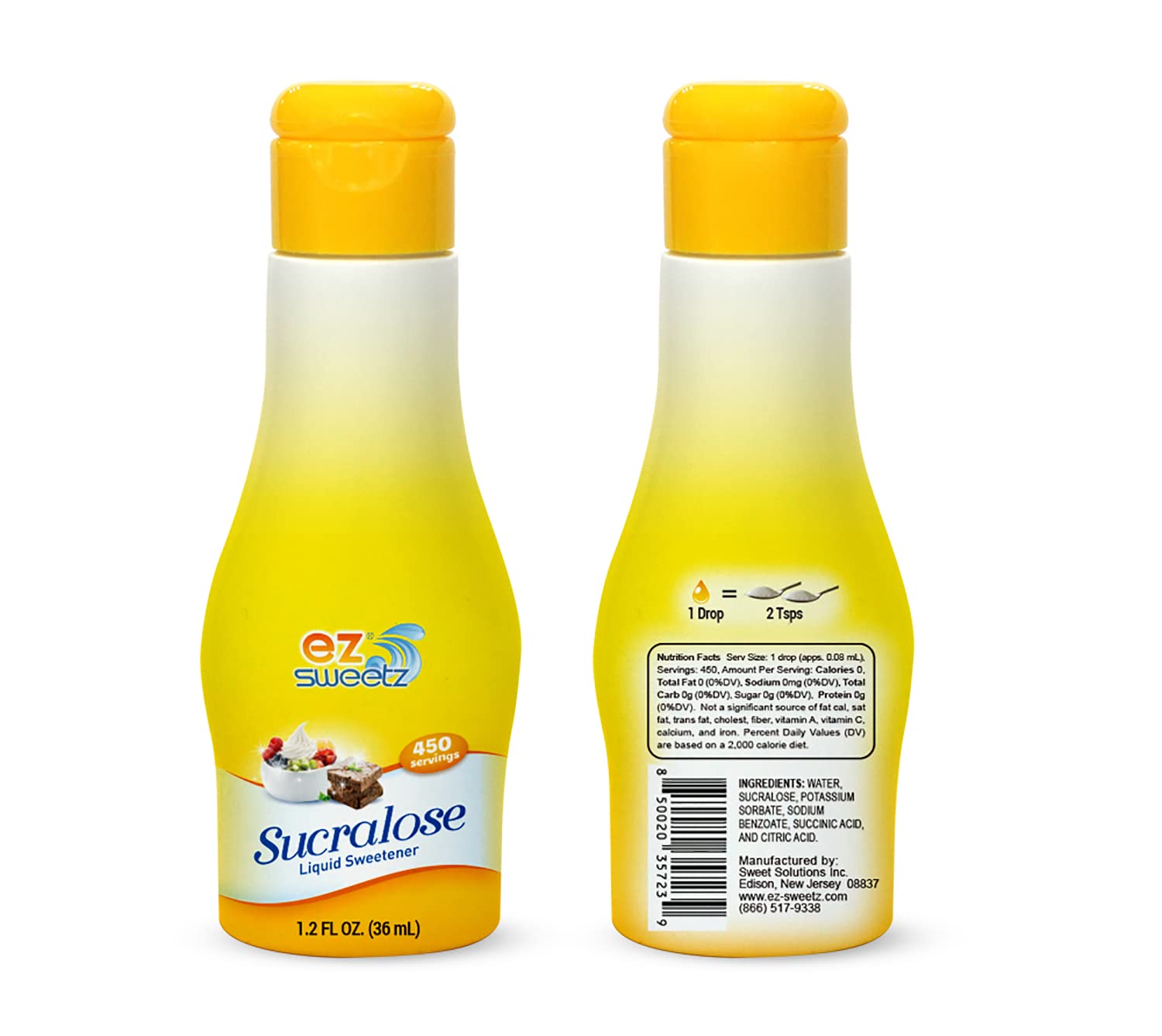 EZ-Sweetz (2 Pack 1.05oz - Liquid Sweetener 400 Servings/Bottle)