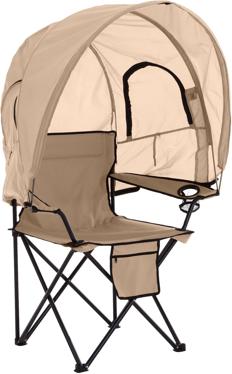 BrylaneHome Oversized Camp Chair with Canopy - Taupe