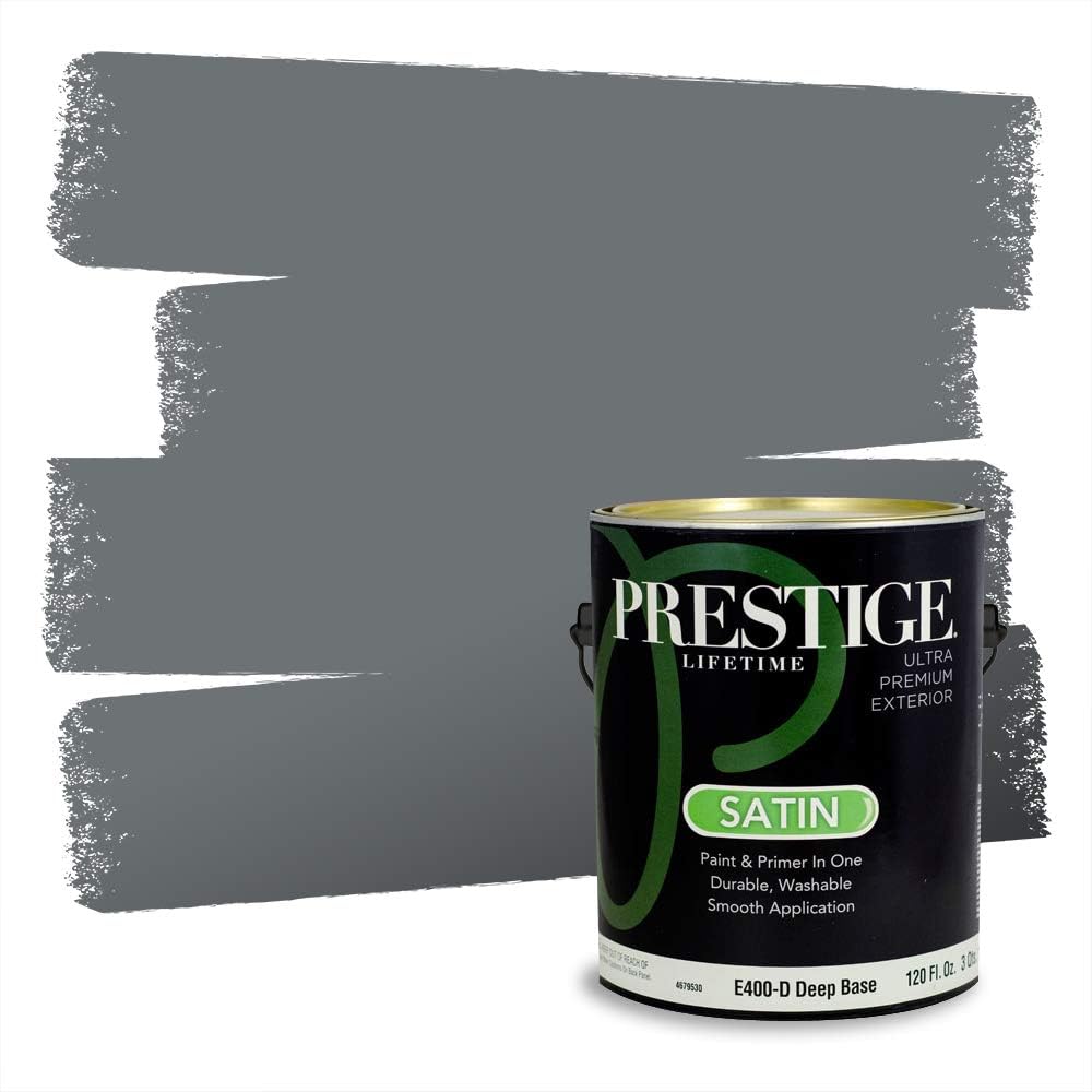 PRESTIGE Paints Exterior Paint and Primer In One, 1-Gallon, Semi-Gloss, Comparable Match of Behr* Intercoastal Gray*