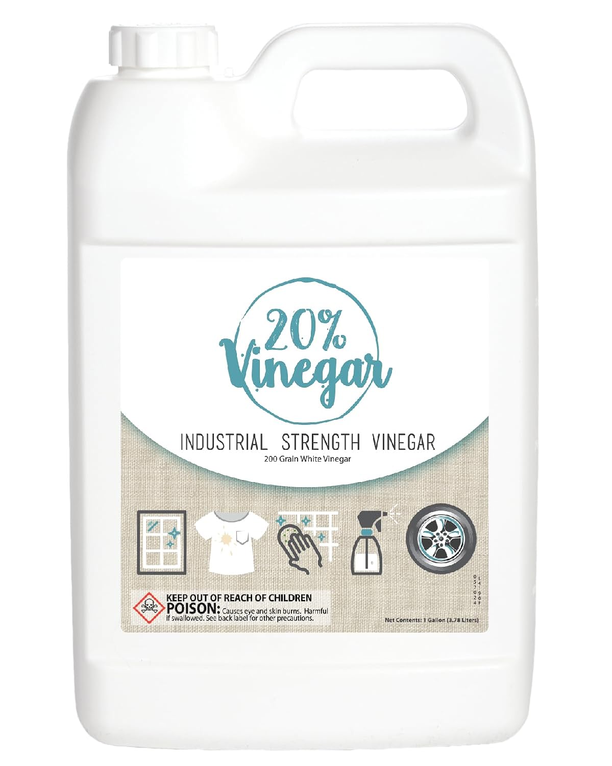 20% Professional Grade Concentrated Vinegar | Dilutes to 4 Gallons of Multipurpose Cleaning Vinegar | 4x Power Vinegar | Hundred's of Industrial &