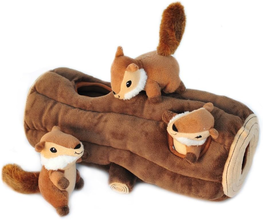 ZippyPaws Burrow Hide & Seek Plush Puzzles - Monkey 'n Banana | Interactive Dog & Puppy Toys for Boredom, Stimulating Pet Products to Keep them Busy, Squeaky Toy for Enrichment