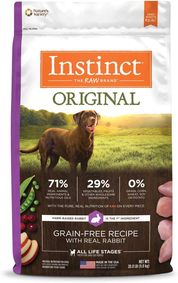 Instinct Original Dry Dog Food, Raw Coated Kibble, Real Chicken, 4 lb. Bag | Raw-coated kibble with cage-free chicken for strong muscles, digestive health, and healthy skin & coat, grain-free