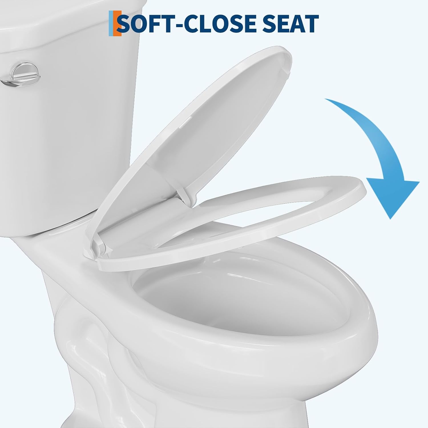 Two-Piece Toilets for Bathrooms, Comfort ADA Toilet with 19" Height, Elongated with Soft Close Seat, Power Flush 1.28 GPF
