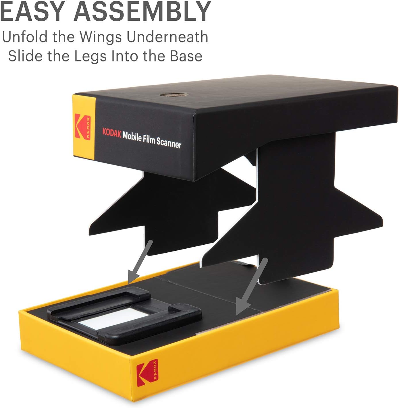 KODAK Mobile Film Scanner, 35mm Negative Scanner & Slide Viewer, App-Based | Scan and view old 35mm color and B&W negatives and slides, LED backlit