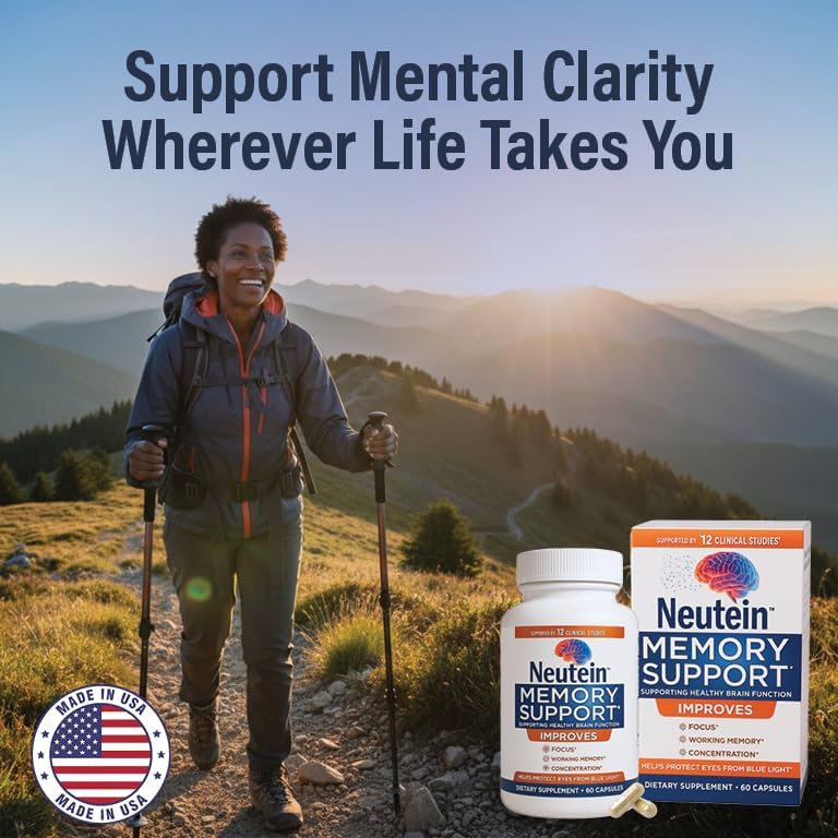 Brain Supplements for Memory and Focus (60 Capsules) | Brain Health Supplements for Adults & Seniors - Plant-Based Brain Booster for Mental Clarity & Brain Fog, Made in USA