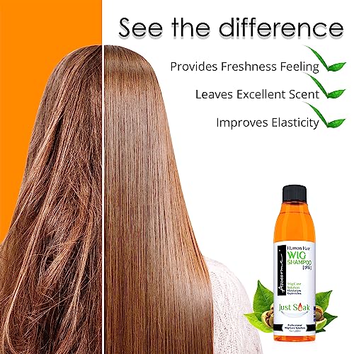 Awesome Human Hair Wig Shampoo, pH5, Wig Care Solution, Adds Body & Volume, Promotes Silkiness and Shine, Detangle Wig & Easy Combing, Provides Freshness Feeling (7 fl oz) | pH5 human hair formula lifts buildup with no scrubbing, curl pattern stays set