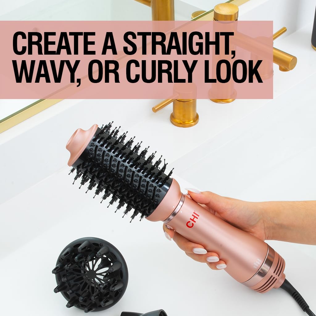 CHI Volumizer 4-in-1 Blowout Brush Hair Dryer, Multi-Attachment Ceramic Ionic Styling Tool, Preserves Natural Hair Moisture for Easy Styling