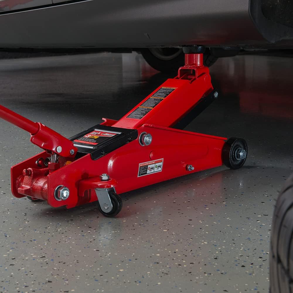 BIG RED AT84007R Torin Hydraulic Low Profile Service/Floor Jack with Dual Piston Quick Lift Pump, 4 Ton (8,000 lb) Capacity, Red