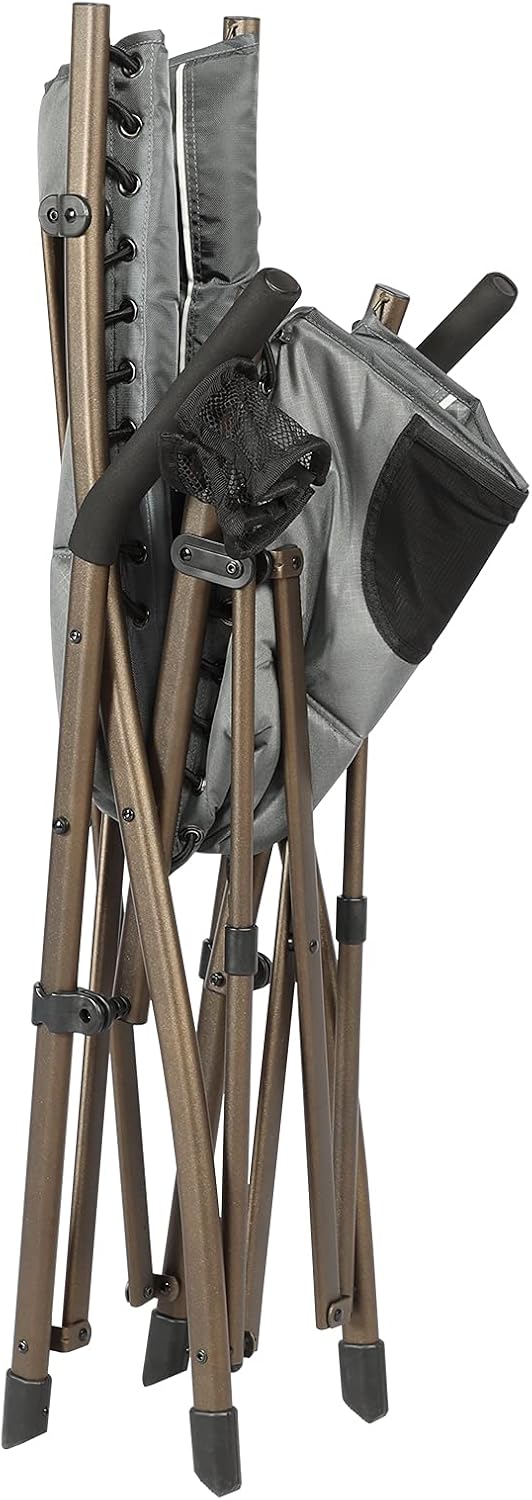 Timber Ridge Bungee Folding Camping Chairs for Adults Supports 300lbs, Grey