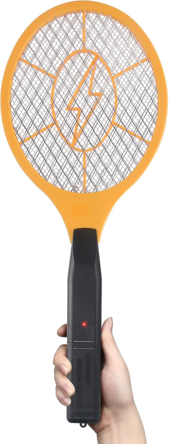 Electric Fly Swatter Handheld Bug Zapper - Indoor Outdoor Zapping Racket for Pest Mosquito & Flies - Battery Powered Safe to Touch with 3-Layer
