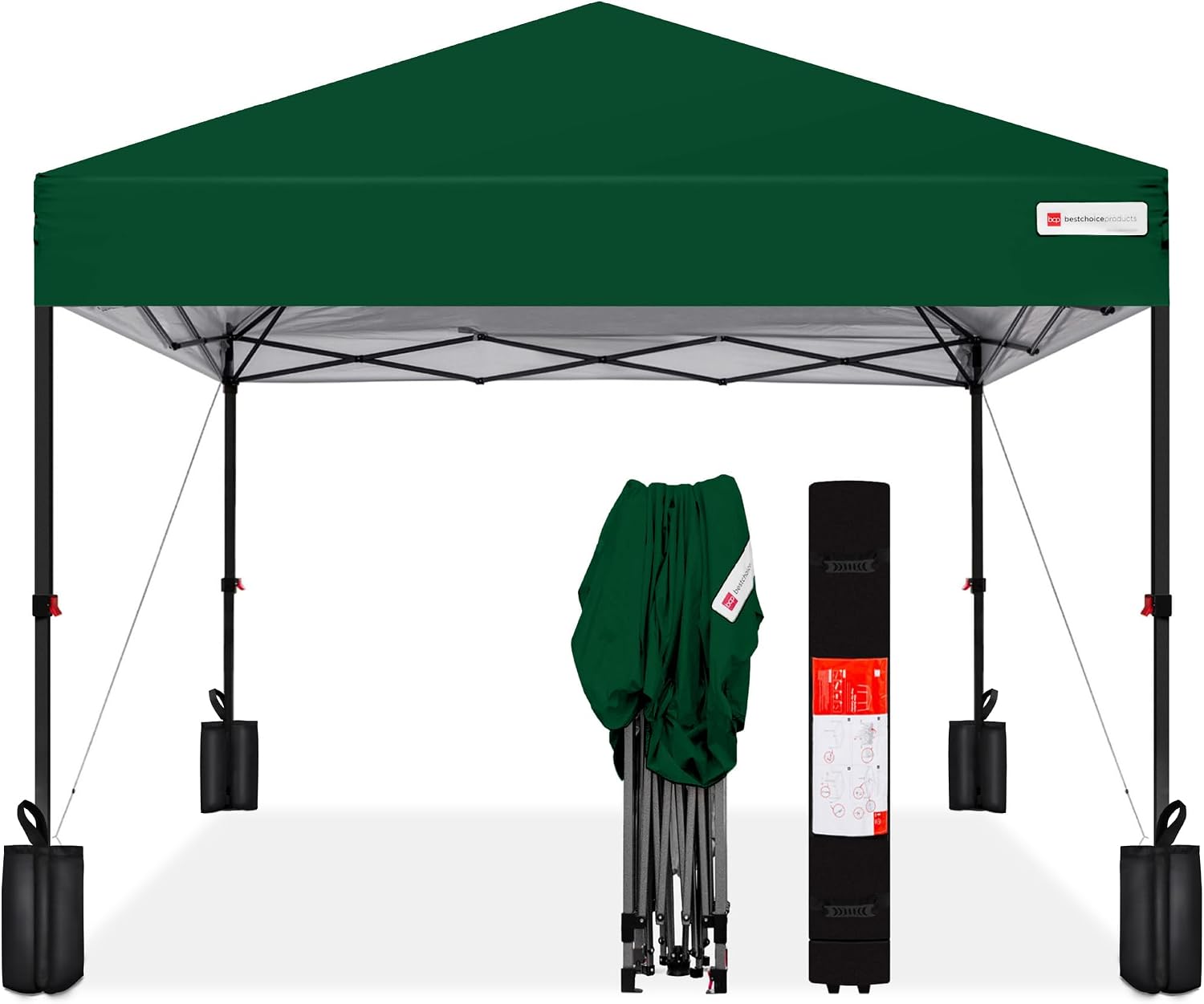Best Choice Products 10x10ft Pop Up Canopy Tent, Outdoor Shade, 1 Person 1 Minute Set Up, Carry Case, 4 Weight Bags - White