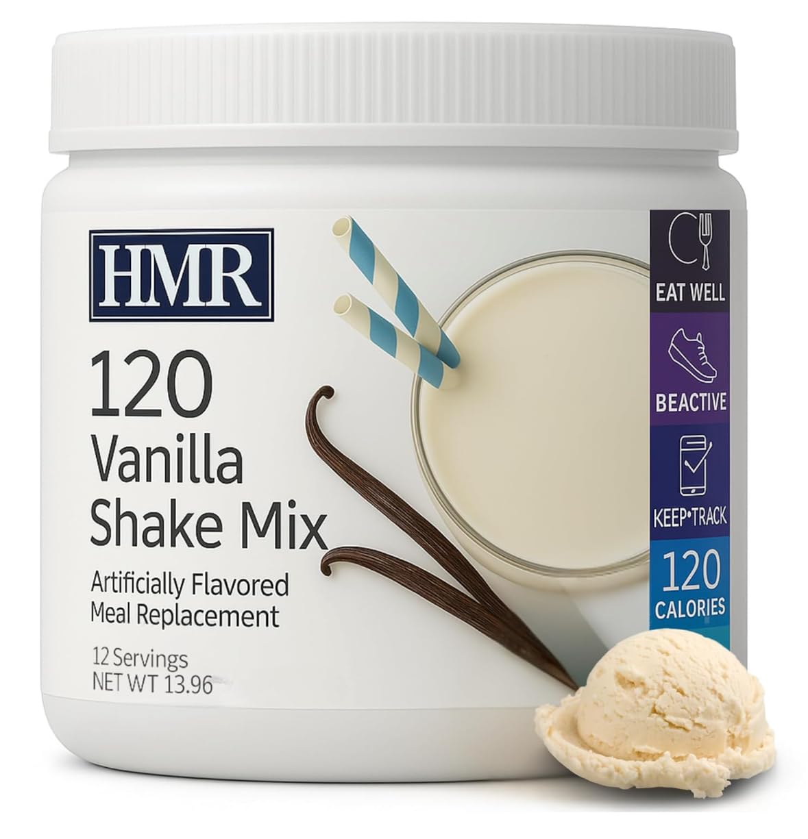 HMR 120 Vanilla Meal Replacement Shake Powder, 12 Servings | Meal Replacement Shake – Smooth Vanilla Flavor – 120 Shake Powder – 12g Protein – 12 Servings