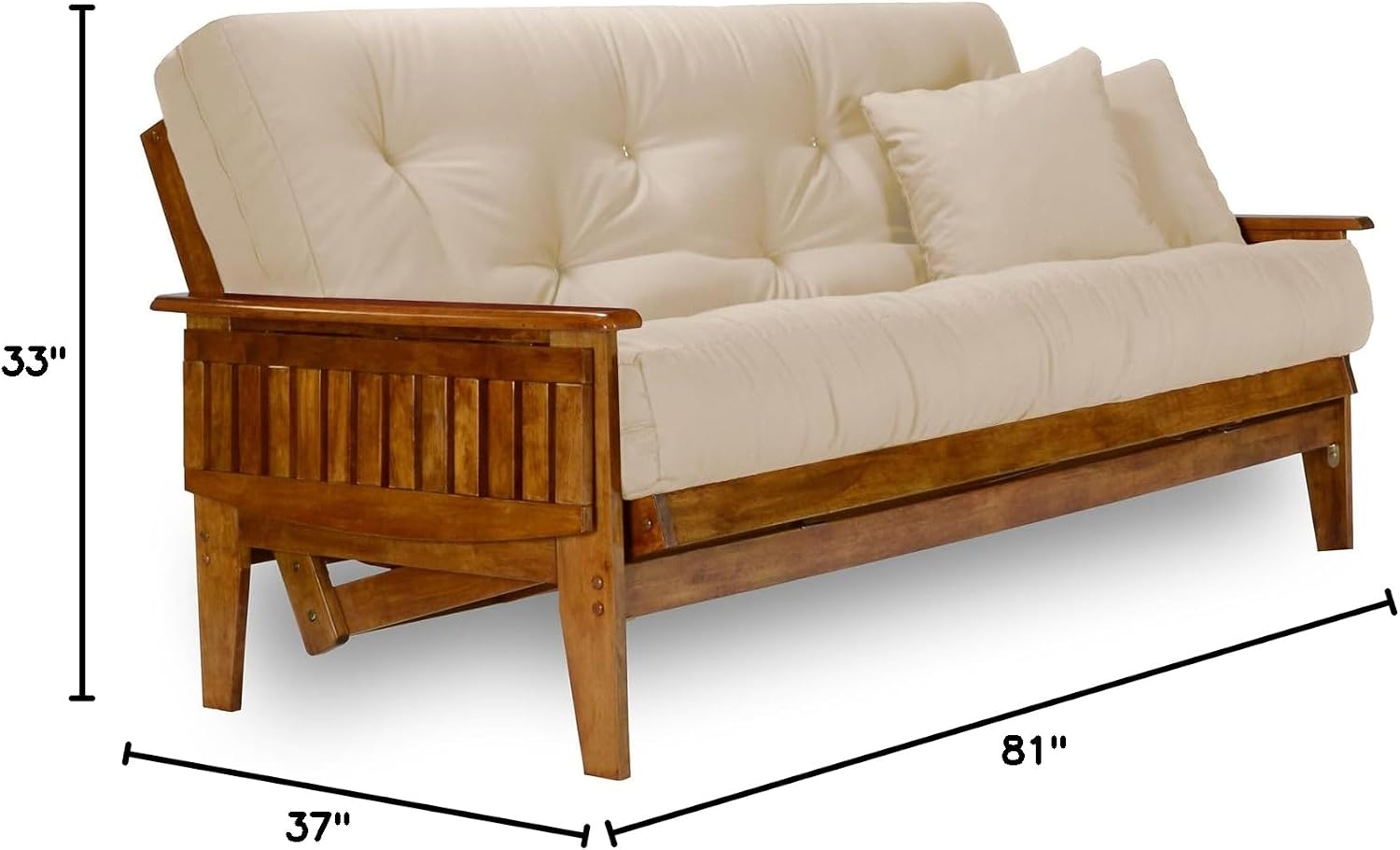 Eastridge Futon Set - Full Size, Frame, 8" Mattress, Twill Black Cover