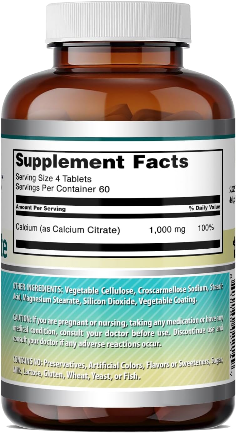 Amazing Formulas Calcium Citrate 1000 Mg | Tablets Supplement | Non-GMO | Gluten-Free | Made in USA (1 Pack | 240 Count)