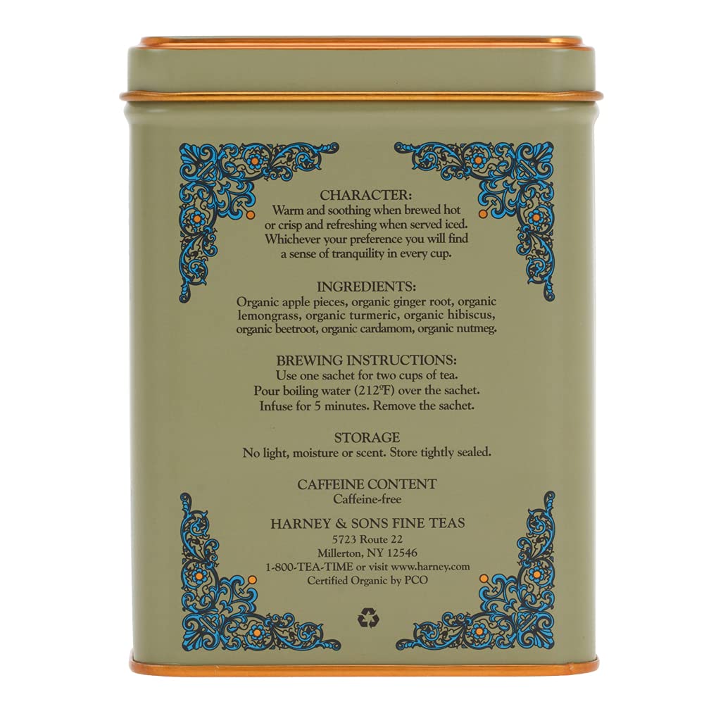Harney & Sons HT Organic Supreme Green Tea, 20 Sachets, Tea Tin | Organic green tea with 20 sachets in a reusable tea tin. Caffeinated.