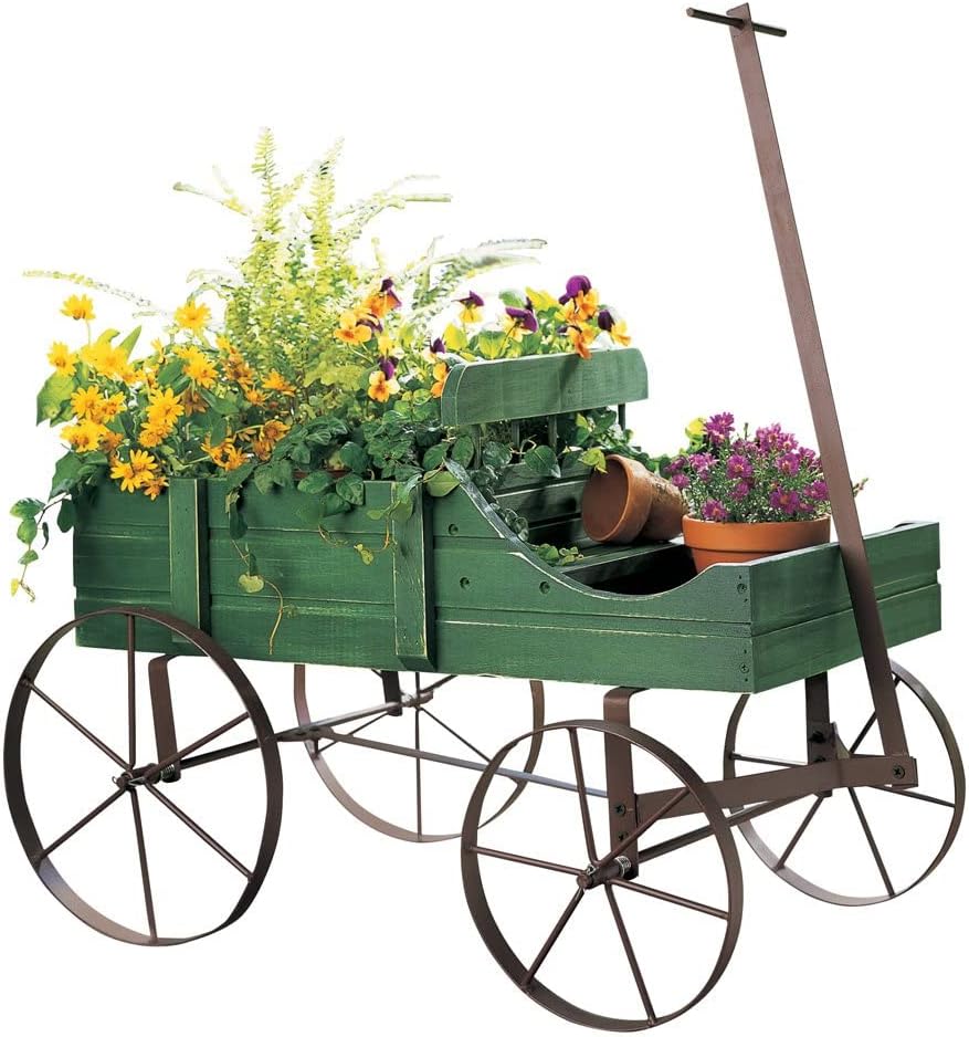 Collections Etc Amish Wagon Decorative Indoor/Outdoor Garden Backyard Planter, Red | Country Red, fir (wood)