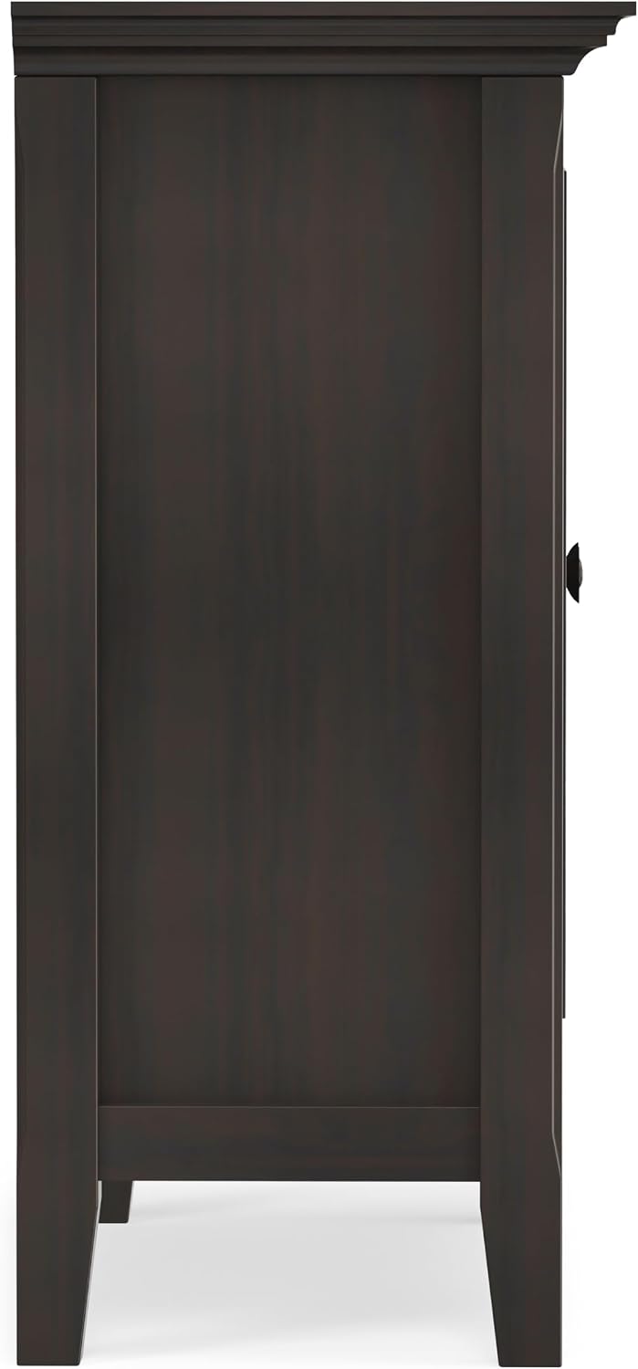 SIMPLIHOME Amherst 32" Wide Solid Wood Cabinet in Hickory Brown