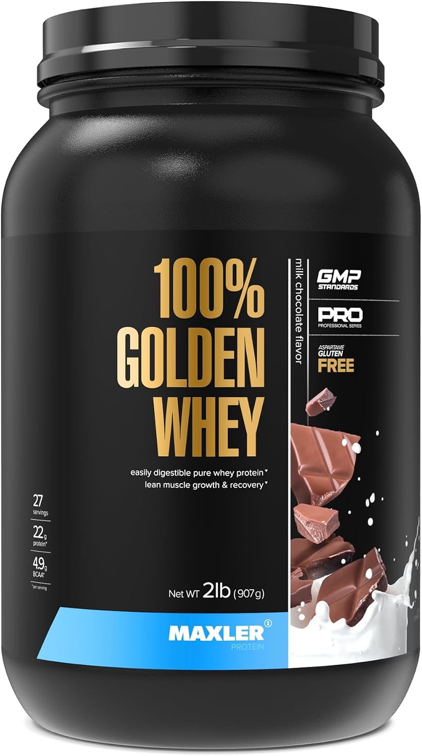 100% Golden Whey Protein - 24g of Protein per Serving - Whey Protein Powder for Pre Post Workout - Fast-Absorbing Whey Concentrate, Isolate & Hydrolysate Blend - Vanilla Ice Cream 2 lb