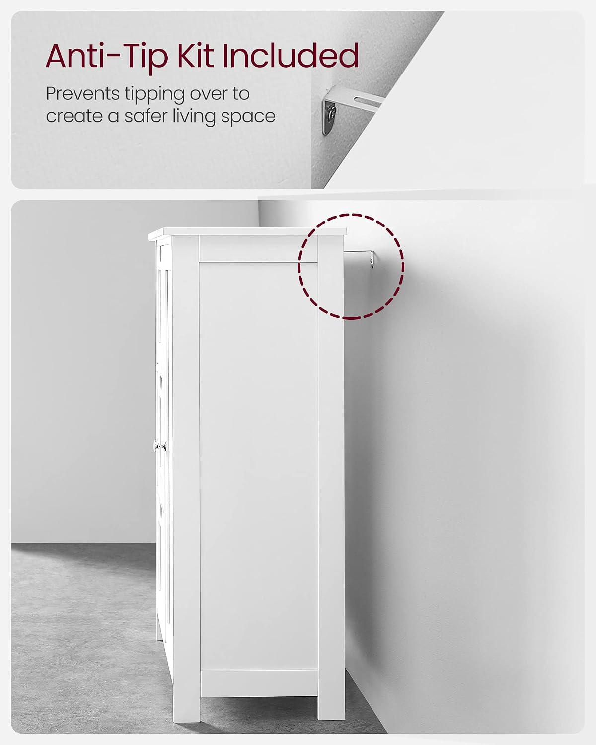 VASAGLE Floor Storage Cabinet, Freestanding Storage Unit with 3 Drawers, 1 Adjustable Shelf, for Bathroom Living Room Dining Kitchen, 11.8 x 23.6 x 31.5 Inches, Cloud White UBBC049WH01S
