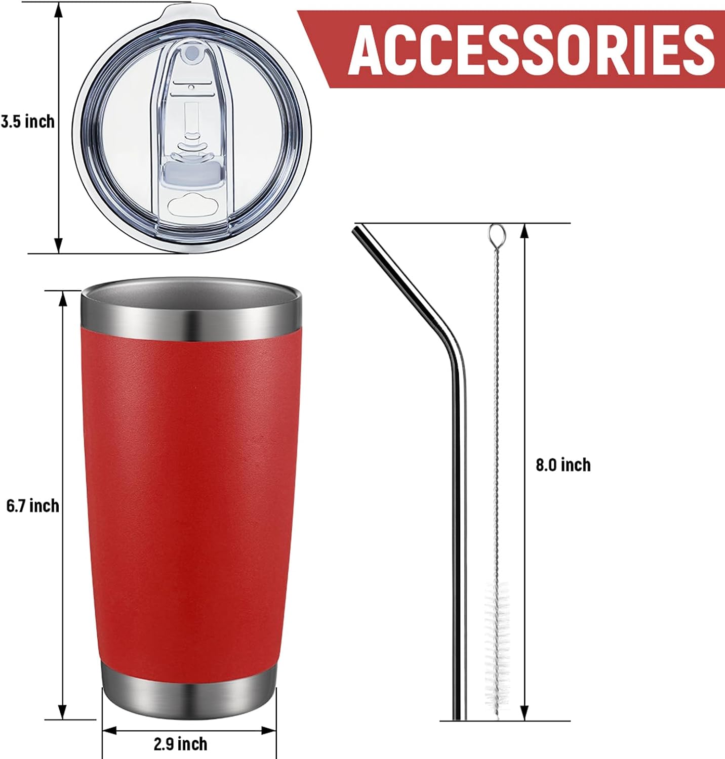 COMOOO 20oz Double Wall Vacuum Insulated Travel Mug