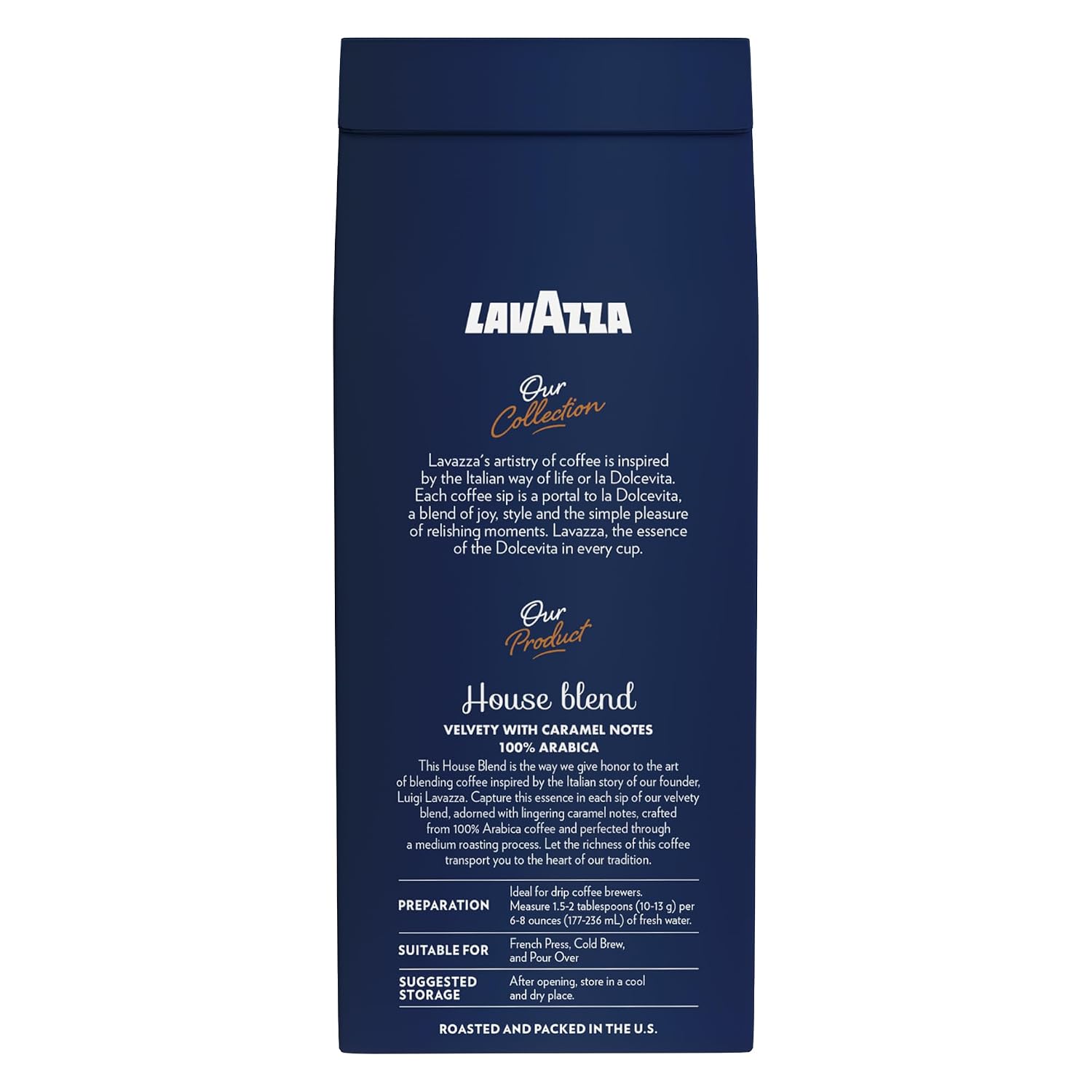 Lavazza Opera Intenso Ground Coffee 12oz Bag, Dark Roast, Bold and Balanced Taste, Intensity 4/5, Arabica and Robusta, Ideal for Drip Brewers, (Pack of 1) - Package May Vary