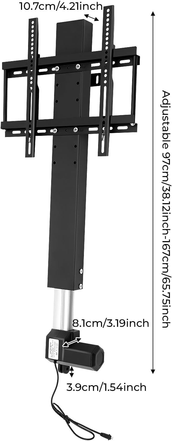 Motorized TV Lift, 110V Automatic Lift TV Bracket Height Adjustable TVs Stand with Remote Control for 26"-57" Television Size