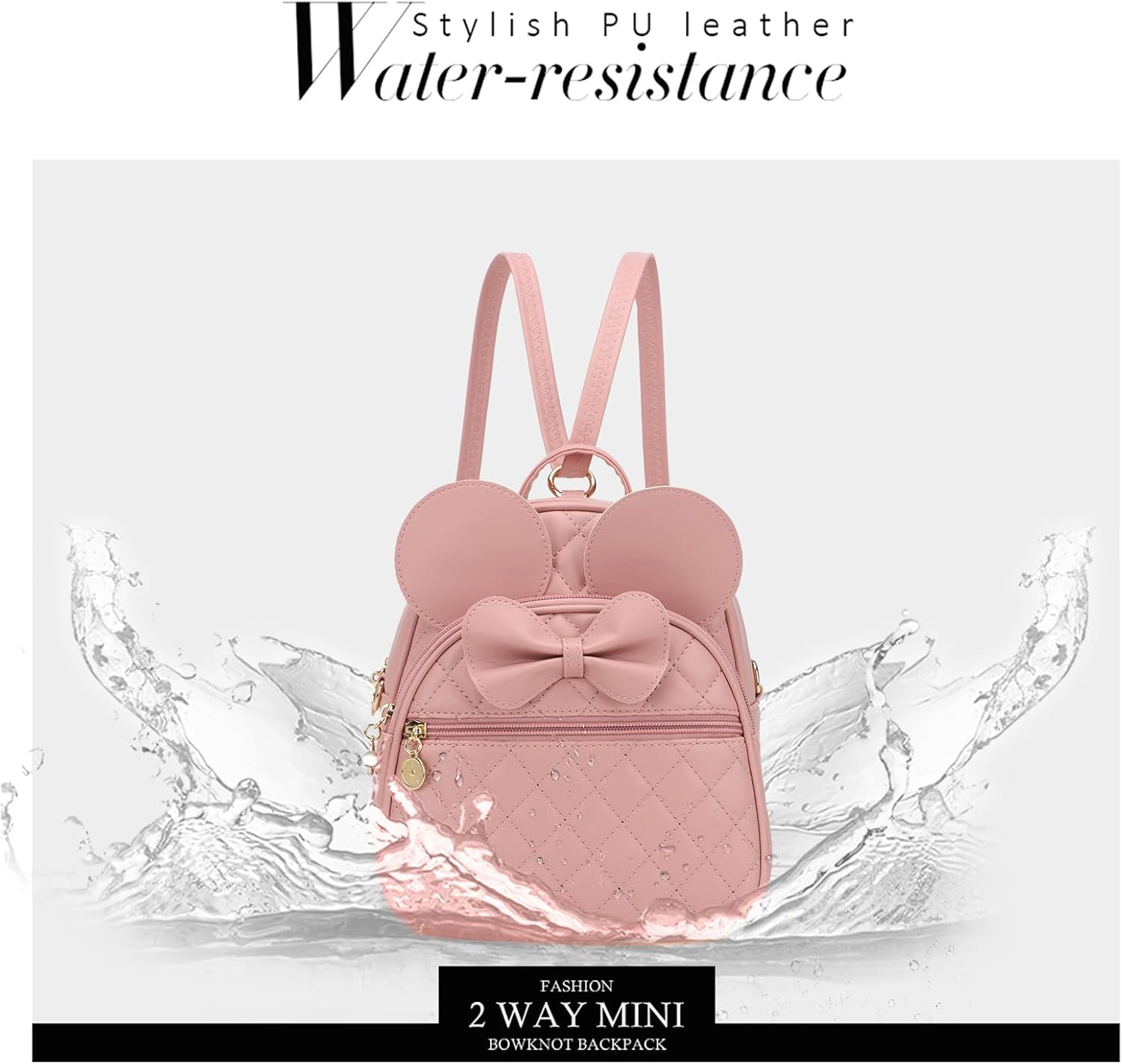 KL928 Girls Mini Backpack Bowknot Polka Dot Cute Small Daypacks Convertible Shoulder Bag Purse for Women