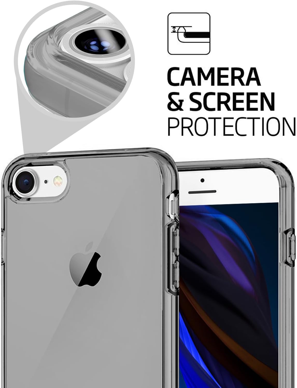TENOC Phone Case Compatible with iPhone SE (2nd 2020 and 3rd 2022 Generation) & iPhone 7 & iPhone 8, Clear Case Shockproof Protective Bumper Slim Cover for 4.7 Inch