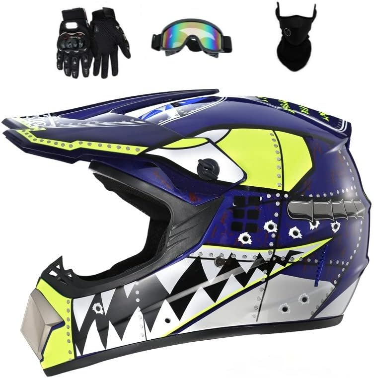 Motocross Offroad Helmet Dirt Bike Street Helmet Motorcycle Helmets ATV BMX MX Helmet with Gloves Goggles Mask for Unisex Youth Kids DOT / FMVSS 218