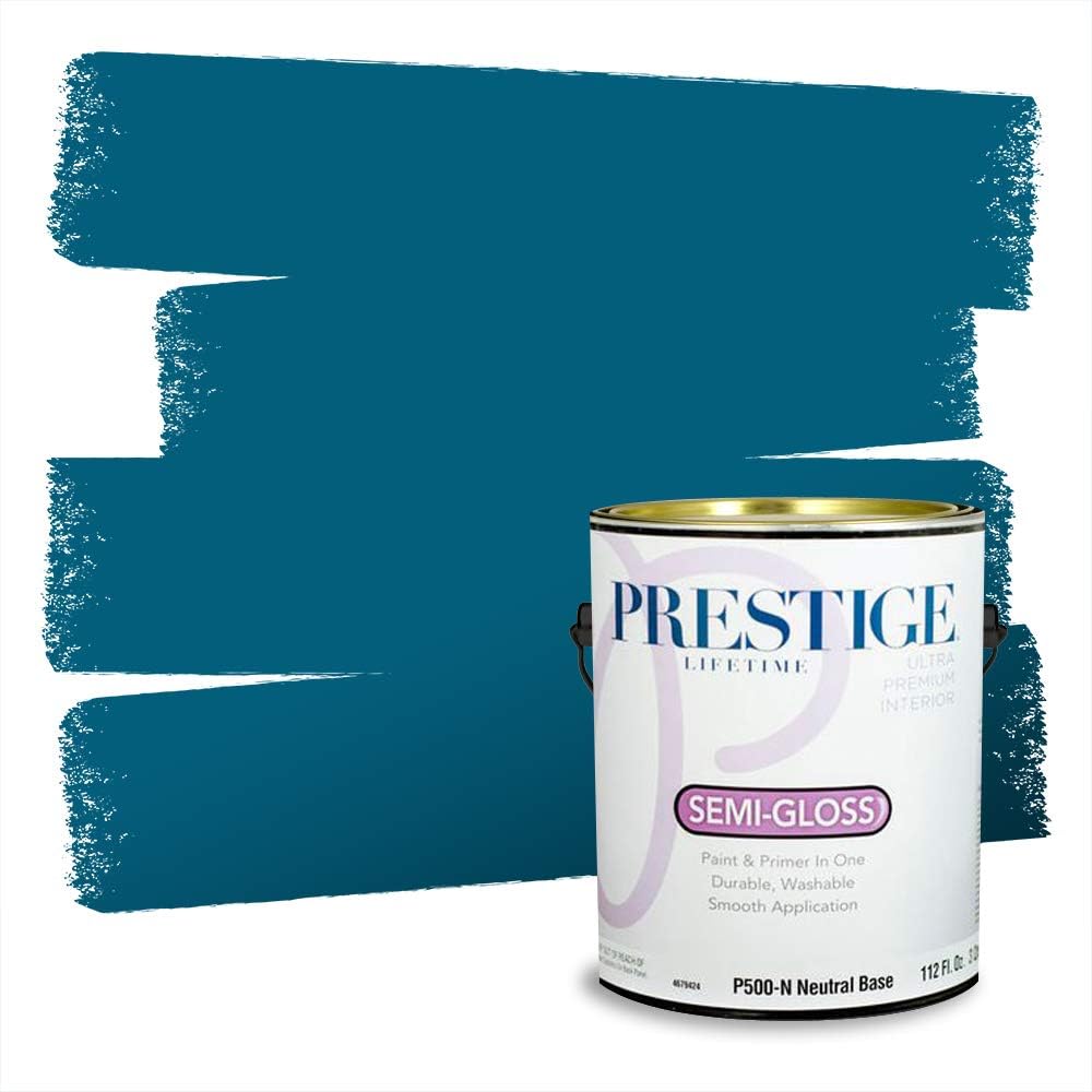 PRESTIGE Paints Exterior Paint and Primer In One, 1-Gallon, Semi-Gloss, Comparable Match of Behr* Intercoastal Gray*