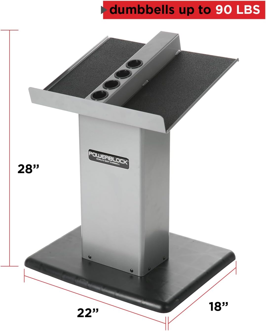 POWERBLOCK Large Column Stand, Dumbbell Rack & Weight Rack,Silver/black | Designed for PowerBlock Expandable Dumbbells to keep your gym organized