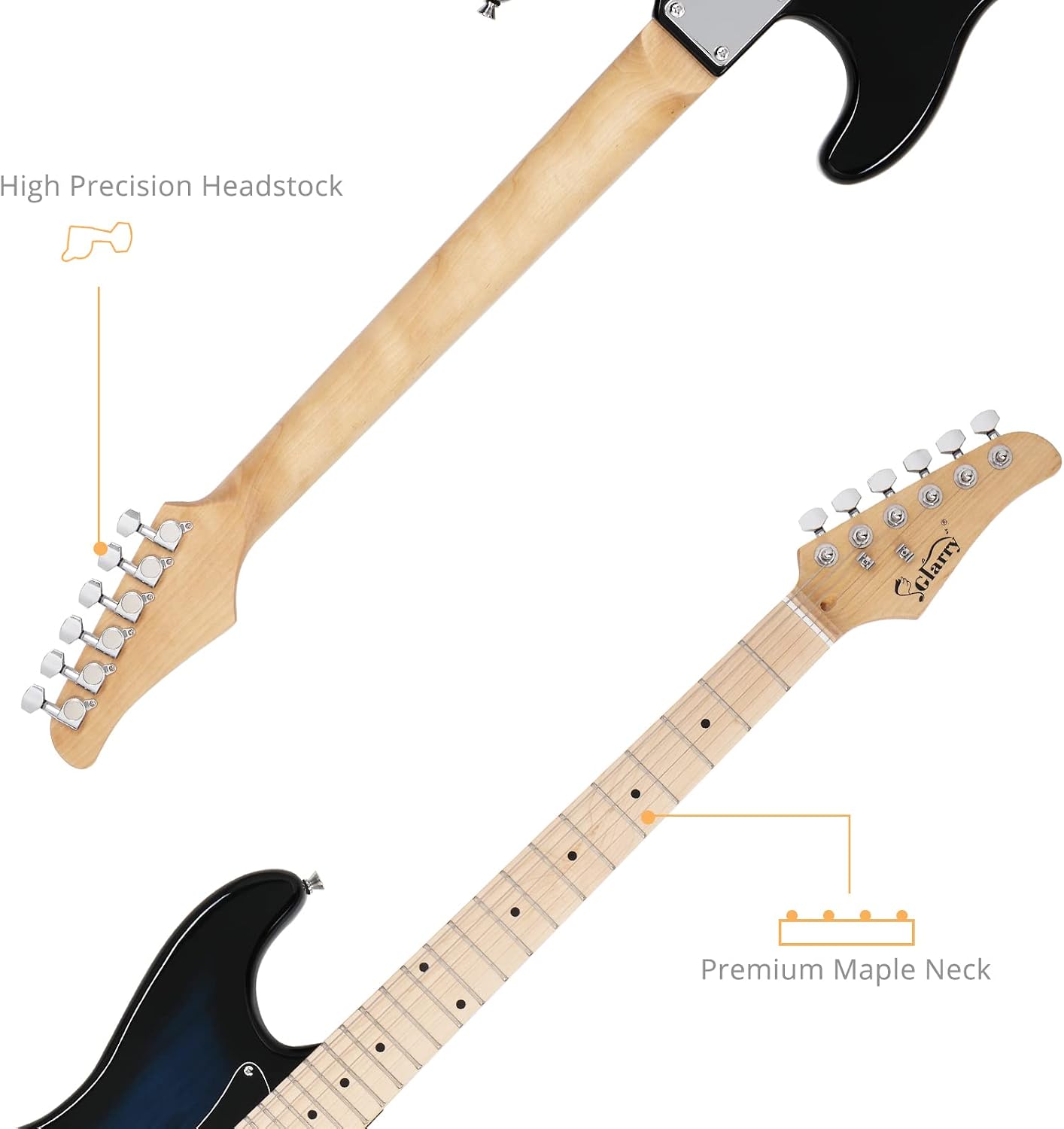 GLARRY 39" GST Series Electric Guitar Kit with Amp for Beginner Starter, HSS Pickups Full Size Guitar Included Digital Tuner, Strings, Picks