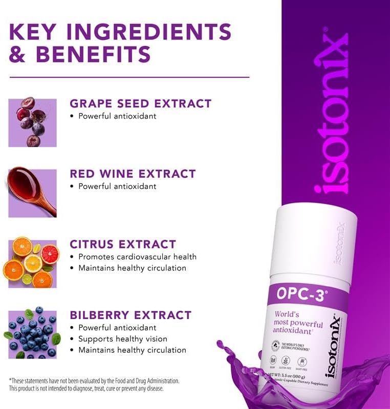 Isotonix Antioxidant Supplement, 90 Servings | Pycnogenol, Grape Seed, Pine Bark, Bilberry & Red Wine Extract, Polyphenols for Healthy Circulation, Isotonic, Vegan