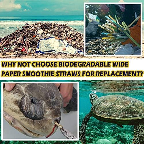 100 Pack, Extra Wide Paper Smoothie, Boba Straws - 10 mm Wide Biodegradable Straws for Bubble Tea (Tapioca, Boba Pearls), Milkshakes