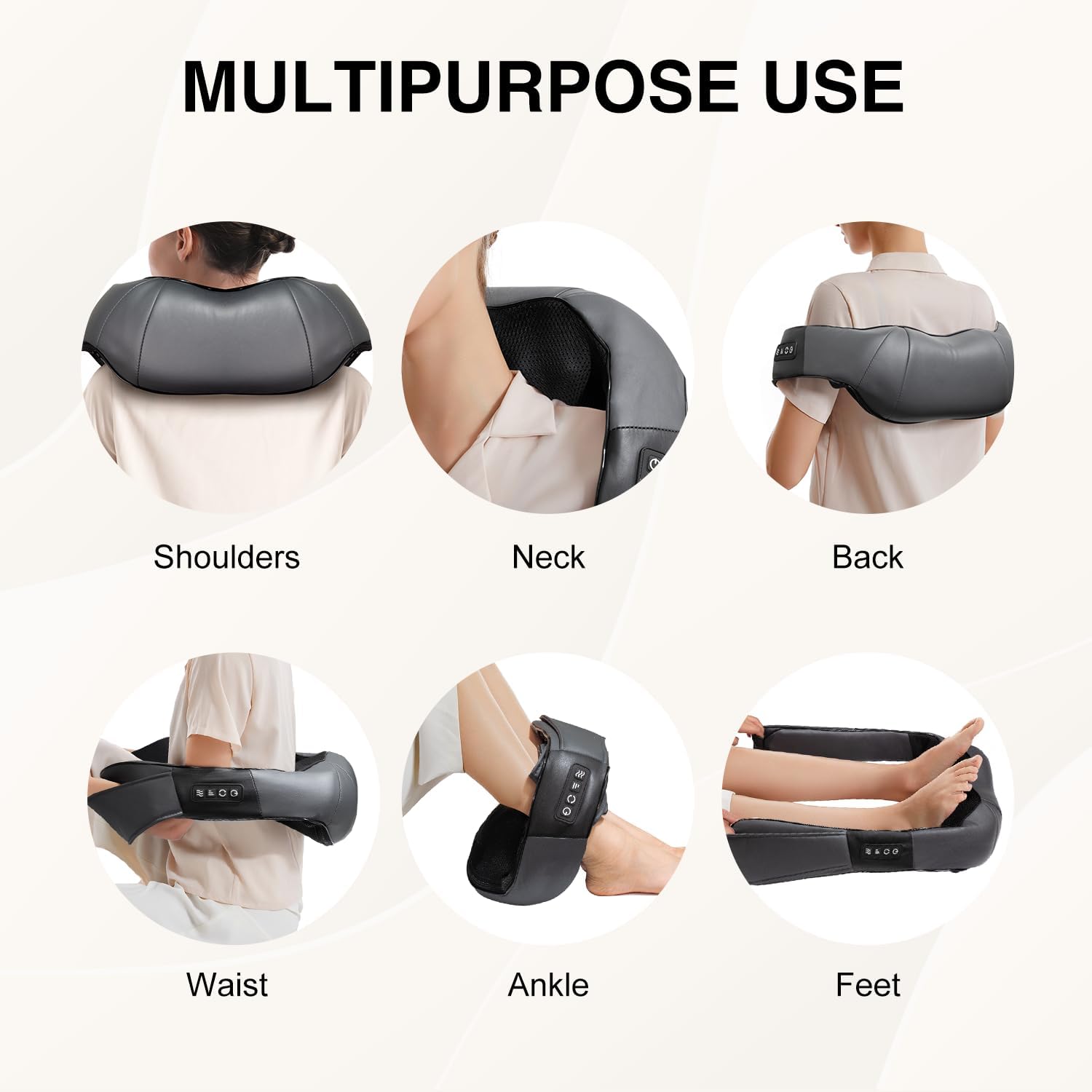 Nekteck Shiatsu Neck Massager with Heat for Pain Relief, NOT Cordless | 2026 Upgraded 3D Back Shoulder Kneading Massage Pillow, 3 Intensity Speeds Deep Tissue, Relaxation Gifts for Men Women, Black