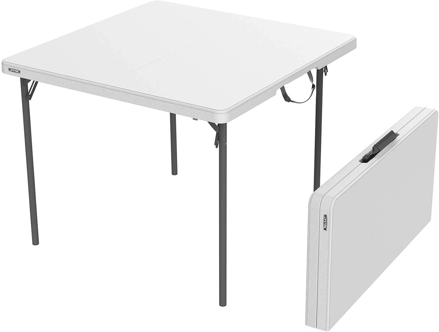LIFETIME 280228 37-Inch Square Fold-in-Half Table, White Granite Top with Gray Frame