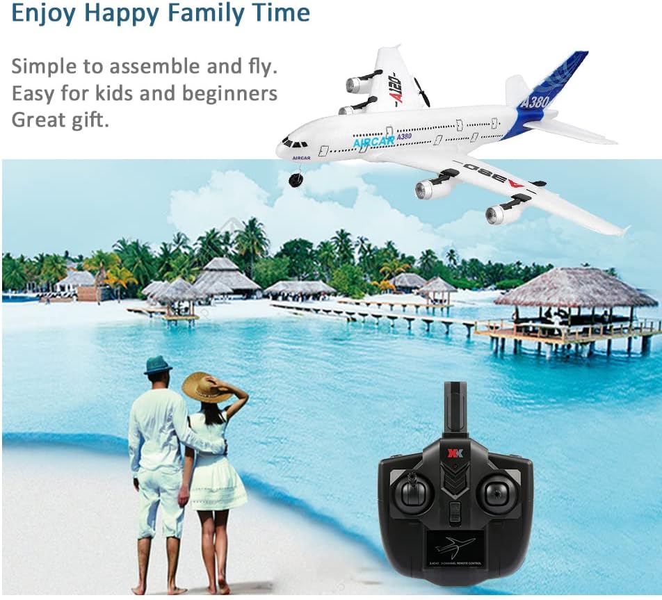 GoolRC RC Airplane, WLtoys XK A120 A380 Aircar Model Plane, 3CH 2.4G Remote Control Airplane, EPP Fixed-Wing RC Aircraft RTF Toy for Adults