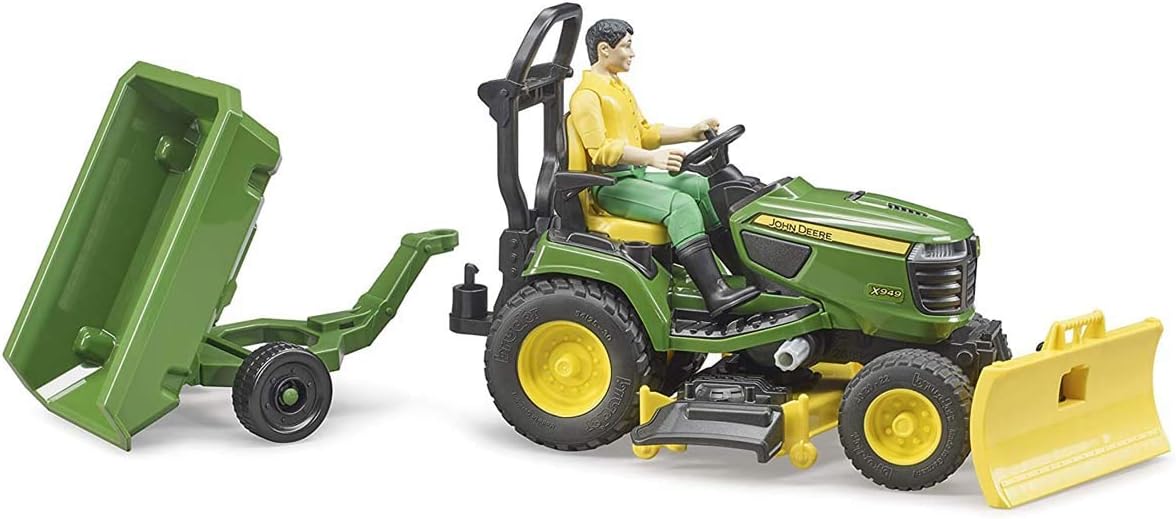 Bruder 09824 bworld John Deere Lawn Tractor w Trailer and Gardener