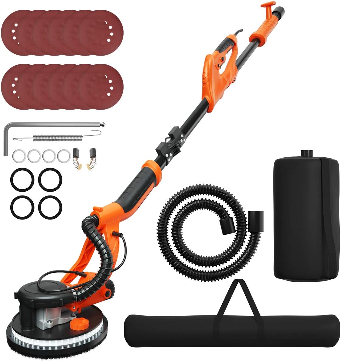 Goplus 750W Drywall Sander, Electric Foldable Sander Machine w/Dust-Free Automatic Vacuum System, 6 Variable Speed 800-1750 RPM