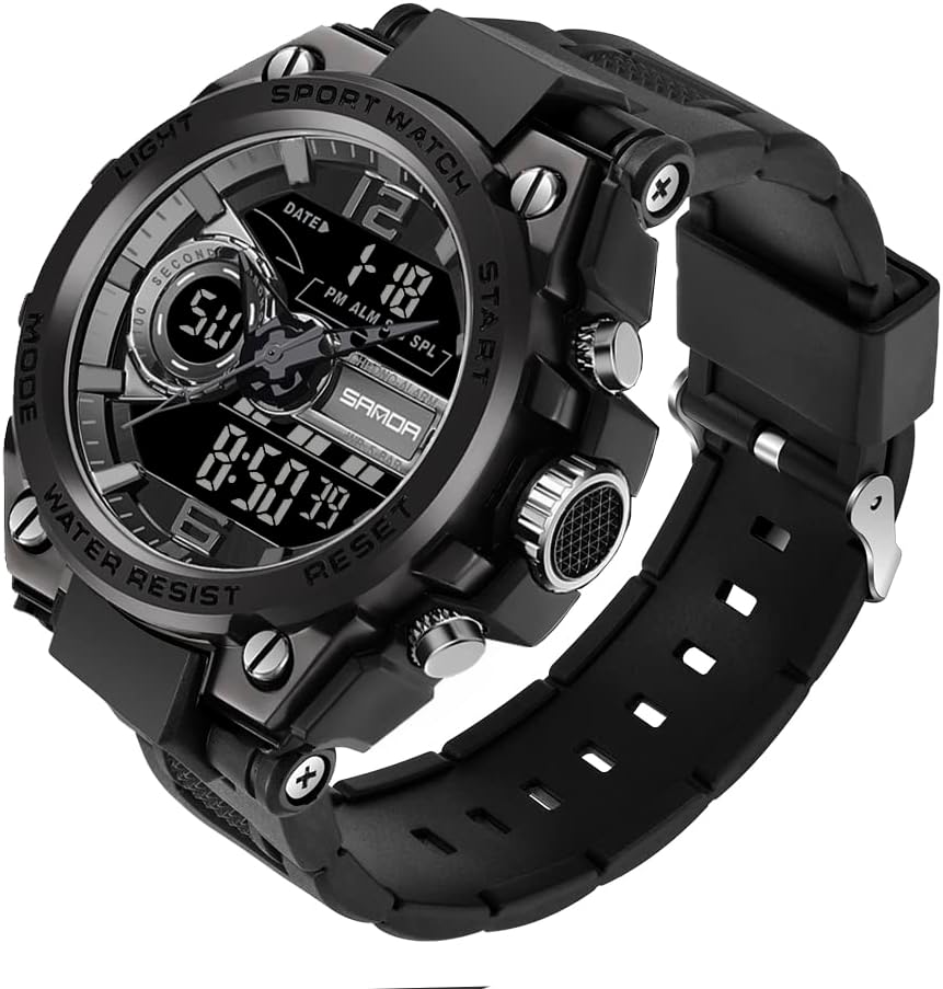 KXAITO Men's Watches Sports Outdoor Waterproof Military Watch Date Multi Function Tactics LED Alarm Stopwatch