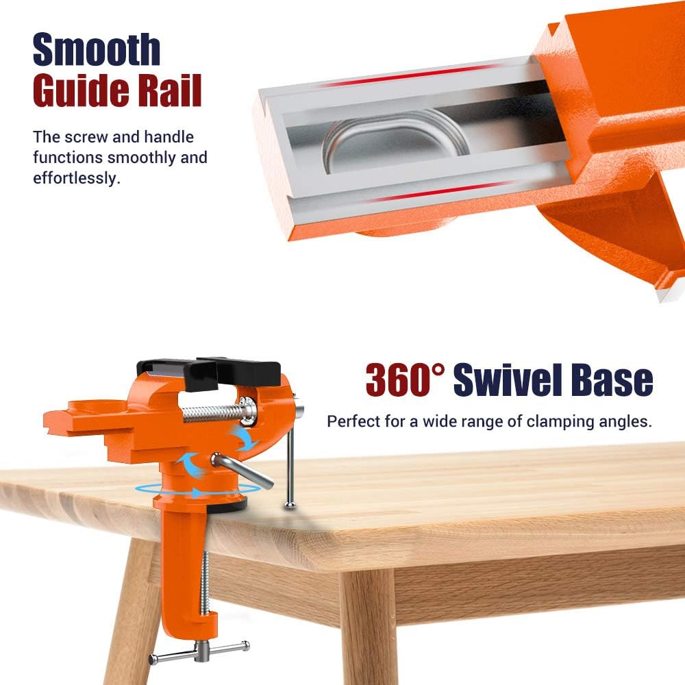 Nuovoware Table Vise 3 Inch, Universal Vise Bench Clamp, Blue
