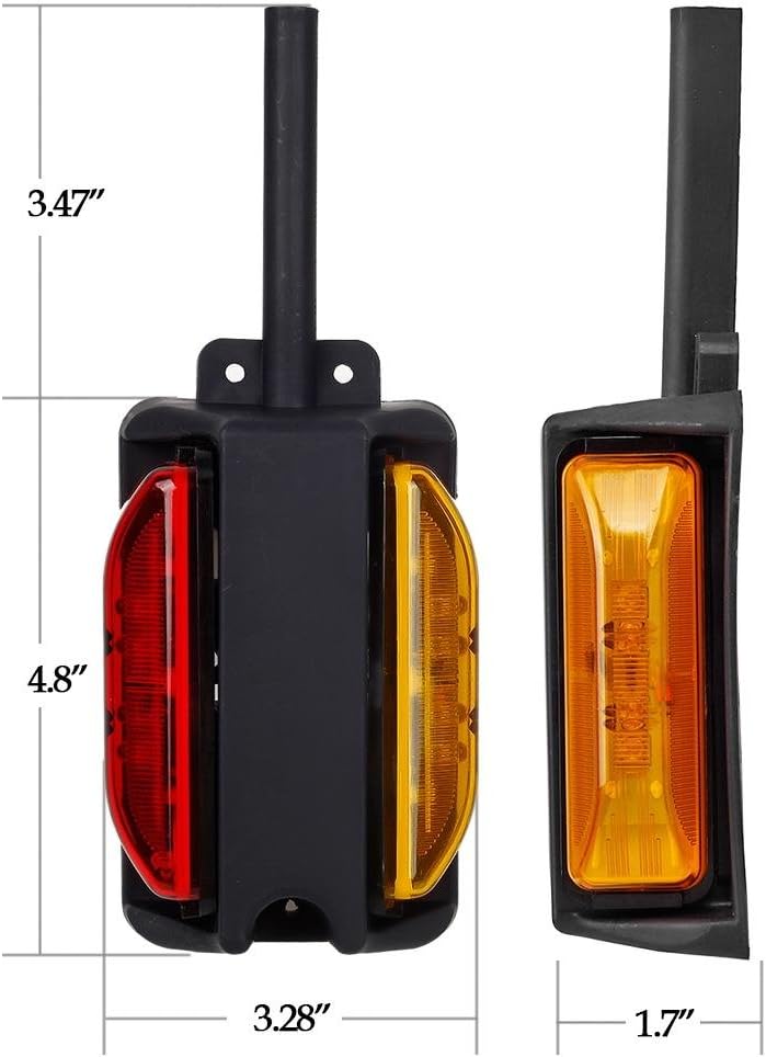 Partsam 2x 4 LED Clearance Trailer Fender Lights Amber Front Red Back 4 Diodes RH/LH