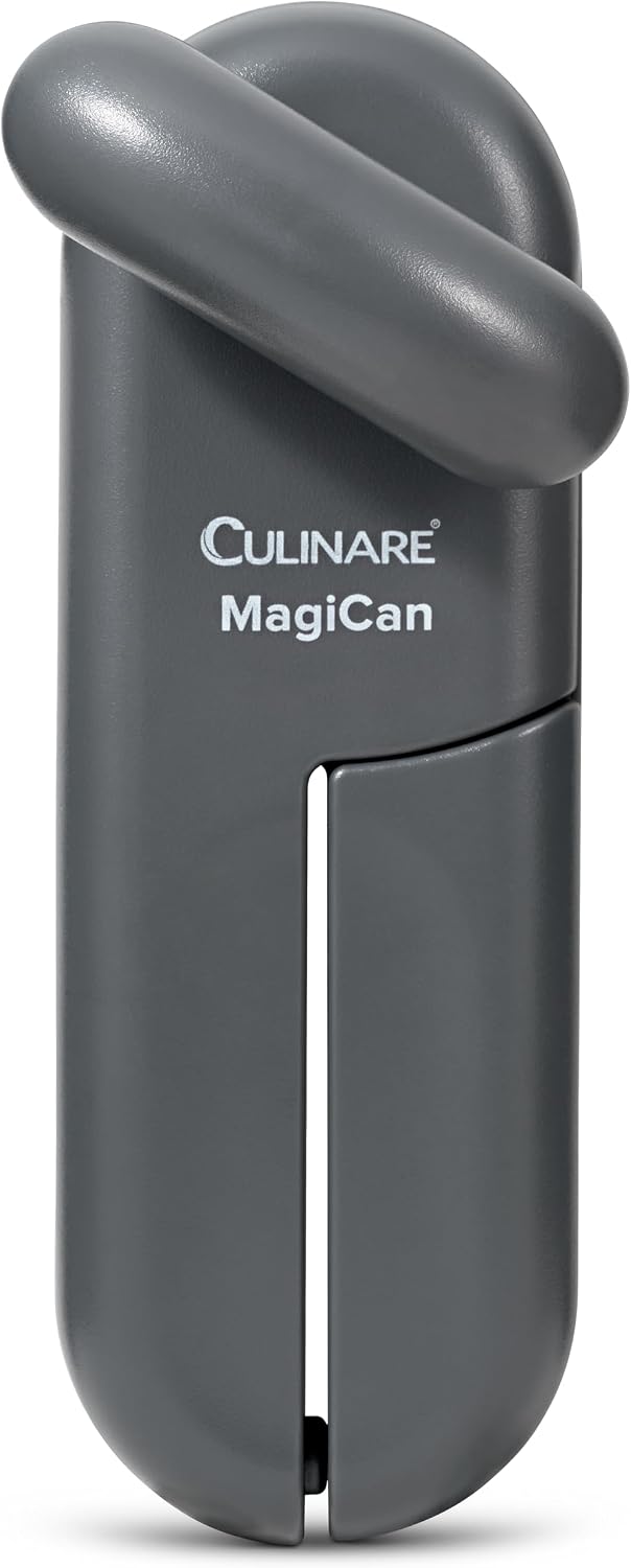 Culinare MagiCan, Manual Can Opener with Lid Release - Heavy Duty Lid Opener Kitchen Gadgets - Home Can Lid Opener Manual - Easy to Use Hand Held Effortlessly Open Cans, White, Stainless Steel