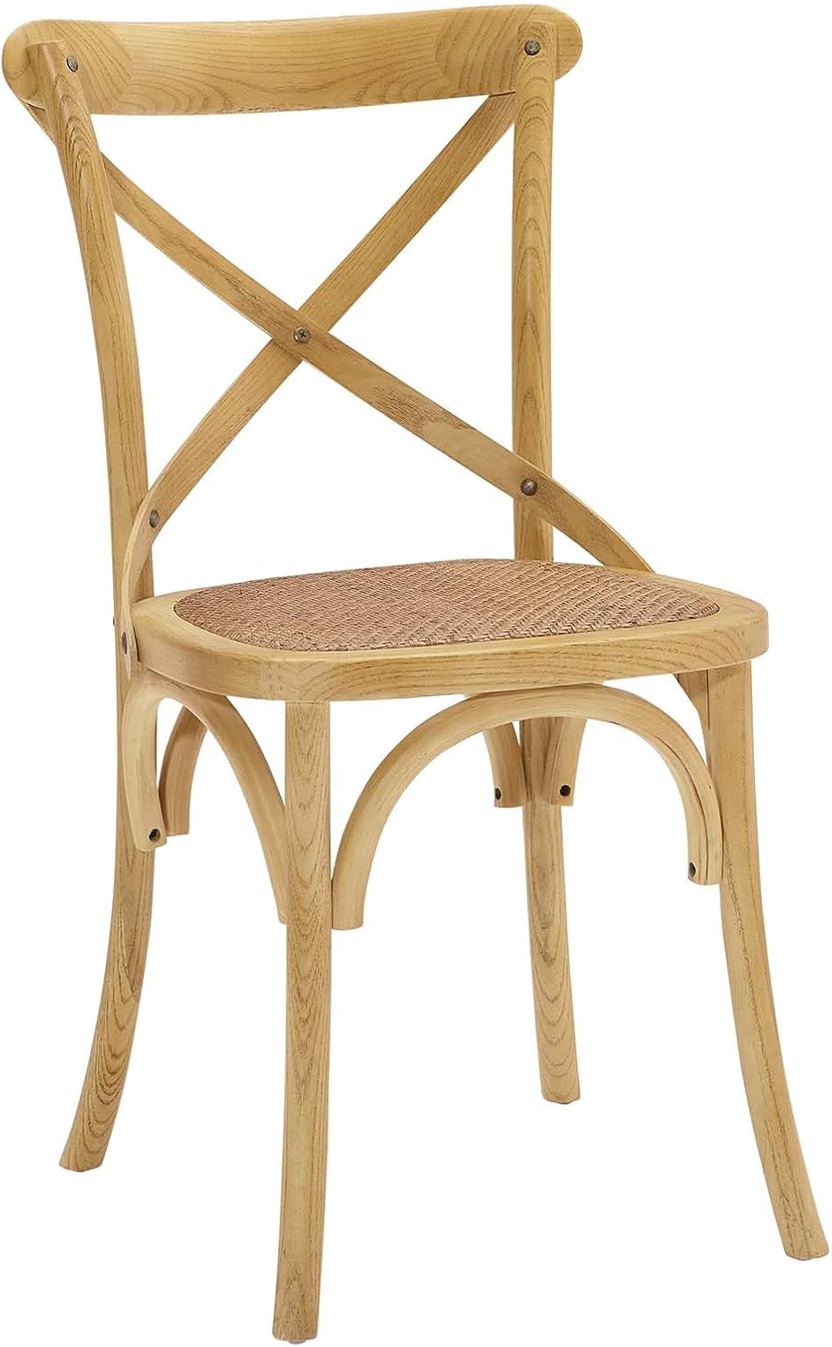 Modway Gear Rustic Modern Farmhouse Elm Wood Rattan Dining Chair in Gray