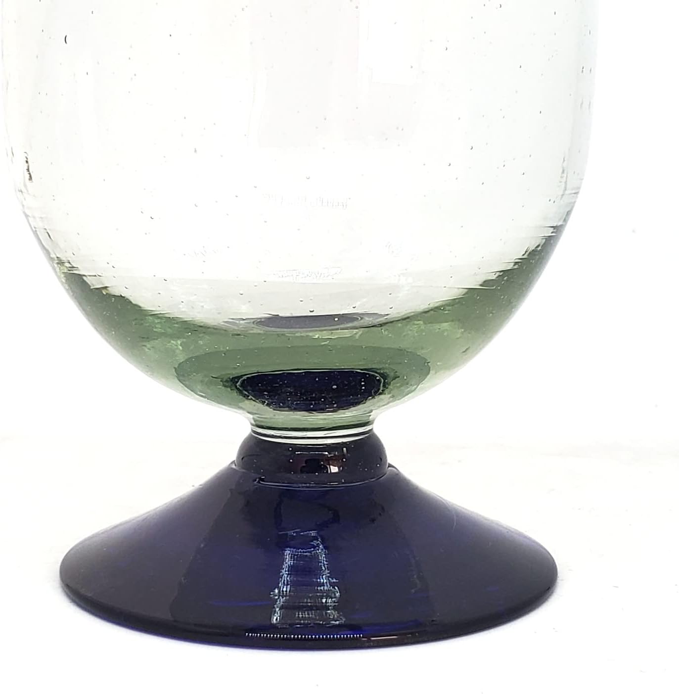 Cobalt Blue Rim 13 oz Wine Glasses (set of 6), Recycled Glass, Lead-free, Toxin-Free (13oz Wine)