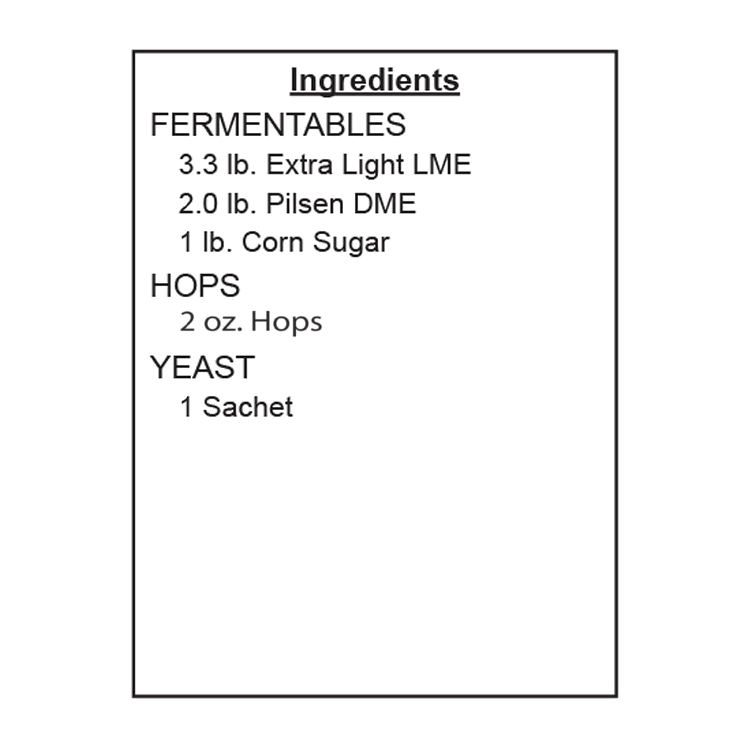 American Cream Ale Homebrew Beer Ingredient Kit