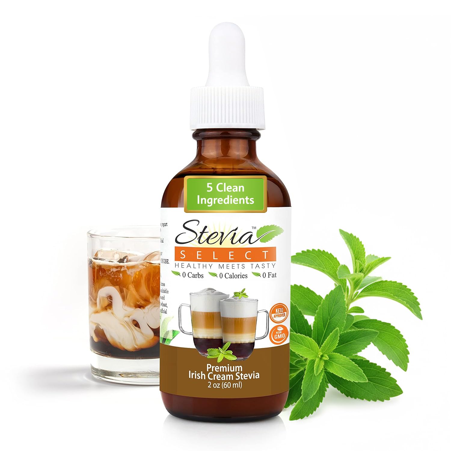 Stevia Select Hazelnut Flavored Liquid Stevia – Zero Calorie Coffee, Tea, Drink & Baking Sweetener, All-Natural, No Erythritol, Keto-Friendly Sugar Alternative, 300 Servings – 2 Oz (1 Pack)