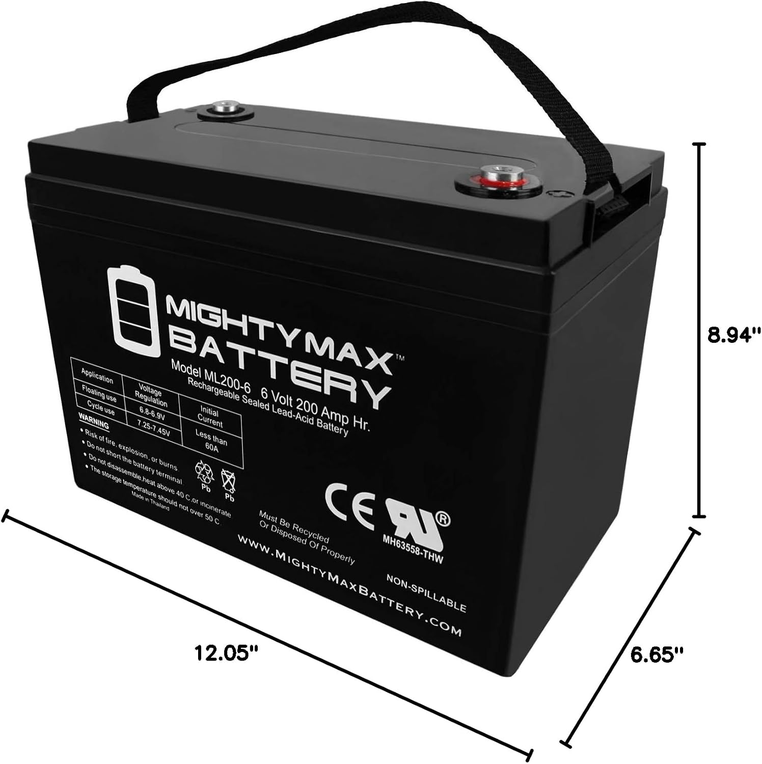 Mighty Max Battery 6V 200AH SLA Battery Replaces Champion M83CHP06V27 Golf Cart RV Boat